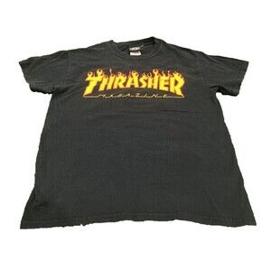 Thrasher Magazine Skateboarding Logo‎ VTG Black Skater Grunge Shirt Small